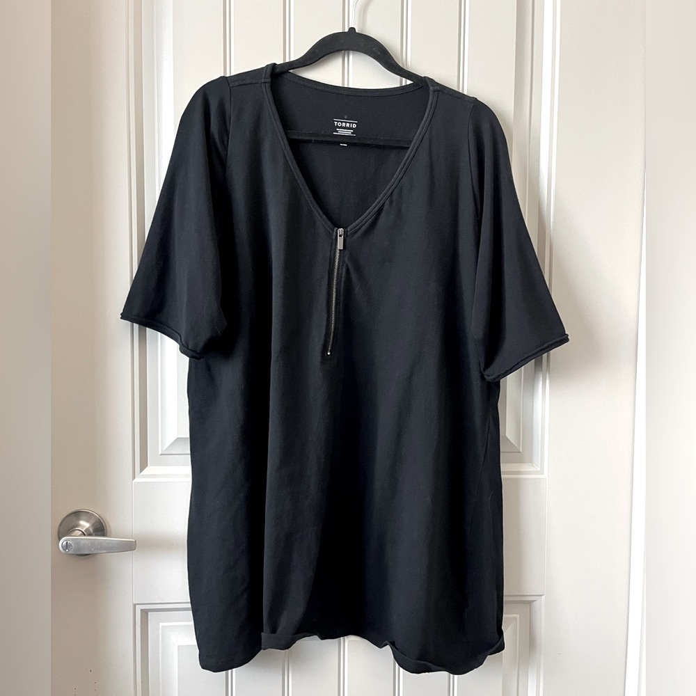 Torrid half sleeve zip front shirt black